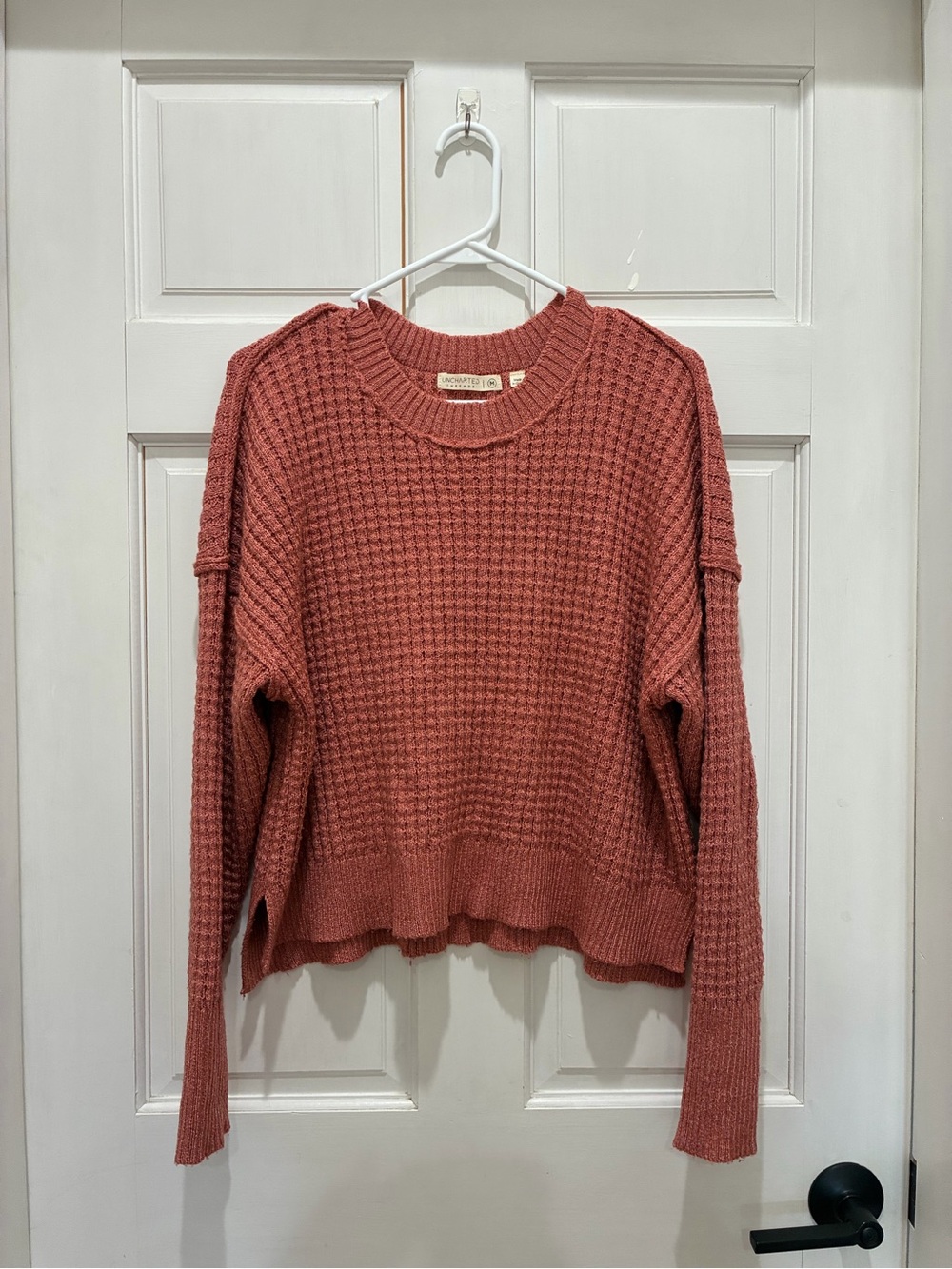 Waffle-Knit Crewneck Sweater - Rosewood
